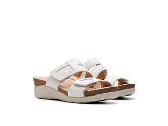 Clarks Calenne Maye Womens Sandals White Leather : 10 B - Medium