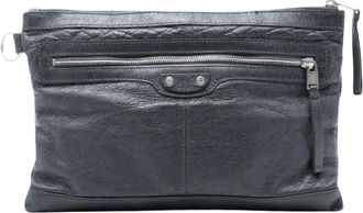 Balenciaga Pre-owned Clutches, female, Gray, Size: ONE SIZE Pre-owned Vintage Leather Clutch
