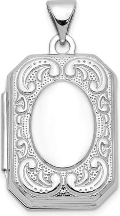Diamond2Deal 10k White Gold 20mm Book Scroll Border Locket Pendant
