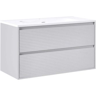 Beliani Mobile bagno con lavabo e 2 cassetti frontali 100 x 46 cm Grigio Bahia