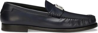 Dolce & Gabbana Blauwe Leren Loafers met Logo Plaque - Heren - Loafers - Blauw - 41 EU - Leer - Schoenen