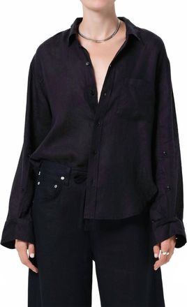 Citizens Of Humanity Kayla Shrunken Linen Shirt In Black