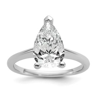 Diamond2Deal 14k White Gold 2 1/2 Ct Lab Grown Diamond Solitare Engagement Ring