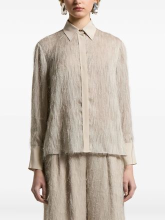 PESERICO Camicia con orlo sfrangiato - Toni neutri