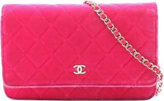 Chanel Pre-owned Quilted Velvet Chain Wallet - Dames - Vintage Schoudertas - Roze - ONE Size - Vintage