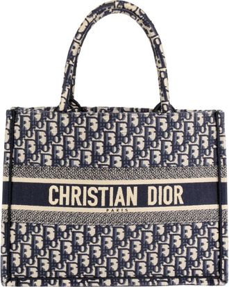 Dior Navy Canvas Handbag Tote Bag (Pre-Owned)