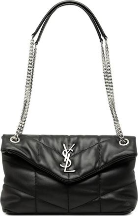 Saint Laurent Borsa a spalla Loulou Puffer piccola in pelle di agnello 2019 - Nero