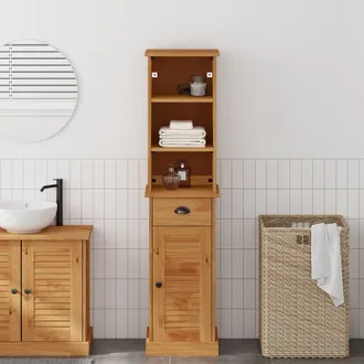 Berkfield Home Bathroom Furniture Set with Drawer with Shelf with Door 2 pcs Brown & Honey brown
