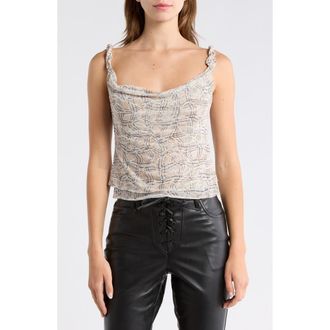 AFRM Asher Floral Ruched Mesh Top in Lace Plaid at Nordstrom Rack, Size X-Large