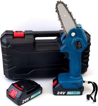Trade Shop Trade Shop - Mini Elettrosega A Doppia Batteria 24v Motosega Elettrica Tagliarami + Valigia
