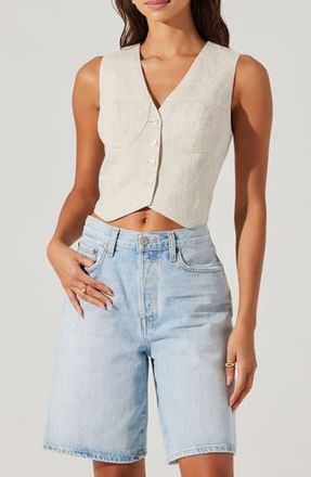 ASTR the Label Ossa Bustier Detail Linen Vest in Oatmeal at Nordstrom Rack, Size Medium
