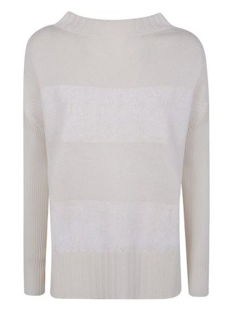 Pierantonio Gaspari ribbed wool horizontal-stripes sweater - women - Wool - 44 - White