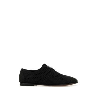 Dolce & Gabbana Zwarte Gehaakte Veterschoenen Sneakers - Heren - Veterschoenen - Zwart - 40 EU - Schoenen
