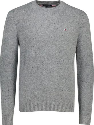Tommy Hilfiger Truien & Vesten, Heren, Grijs, M, Wol, Donegal wollenmix trui met ronde hals