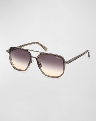 Ermenegildo Zegna Mens Metal Square Sunglasses
