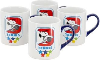 Peanuts Best In Sports Tennis 4 Piece 19 Ounce Stoneware Mug Set in White at Nordstrom