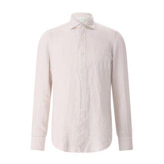 Finamore Casual Overhemden - Heren - Casual Overhemden - Beige - 2XL - Linnen - Overhemden