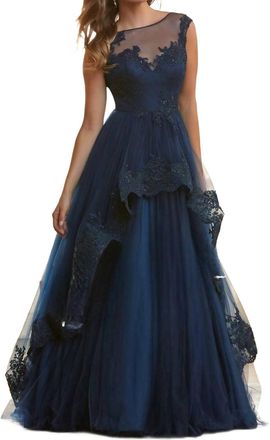 Mac Duggal Magical Ball Gown In Navy