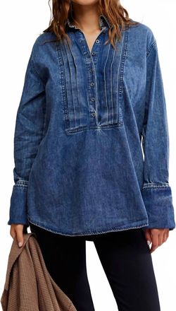 Free People After Hours Denim Top In Montauk Wash