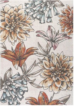 Jonathan Y Designs Giglio Modern Botanical Flower Area Rug in Orange/blue/cream at Nordstrom, Size 2Ft 0In X 8Ft 0In