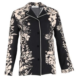 Valentino Pre-owned Womens Cuban-Collar Shirt in Floral-Print Silk - Size X-Small/Small