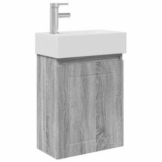 vidaXL M&oacute;dulo De Ba&ntilde;o Con Grifer&iacute;a Sonoma Gris 45,5 X 25,5 X 84 Cm Vidaxl