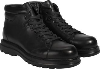 Desa Man Leather Boots - Zip Closure, Flat Heel, Textile Lining, Breathable | Black - 42