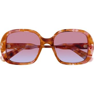 Chlo&eacute; 55mm Square Sunglasses in Sunrise Havana at Nordstrom