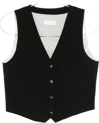 Circolo 1901 Black Sleeveless Knit Vest With V-Neckline