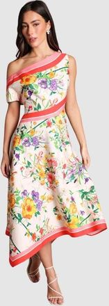 Coast Off Shoulder Satin Midi Dress in Ivory at Nordstrom, Size 14