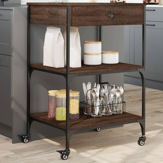 vidaXL Vidaxl - Carrito De Cocina Madera Ingenier&iacute;a Marr&oacute;n Roble 60x48x89,5 Cm