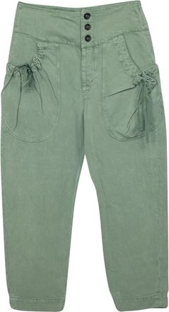 Isabel Marant Isabel Marant Etoile cargo broek met plooien en zakken in groen linnen