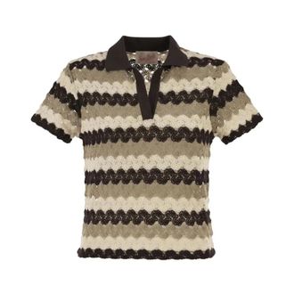 MC2 Saint Barth Polo Shirts, female, Multicolor, Size: XS 08955L Crochet Stripes Wave 1810