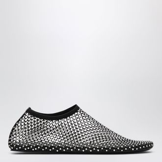 CHRISTOPHER ESBER Ballerine slip-on Minette nere in rete con cristalli