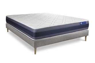 Actisom Somier gris + colch&oacute;n con espuma viscoel&aacute;stica 160 x 200