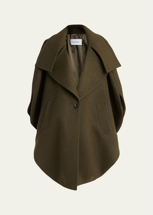 Ferragamo Wool-Cashmere Double-Collar Cocoon Coat