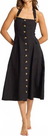 Mille Isla Midi Dress In Black Linen