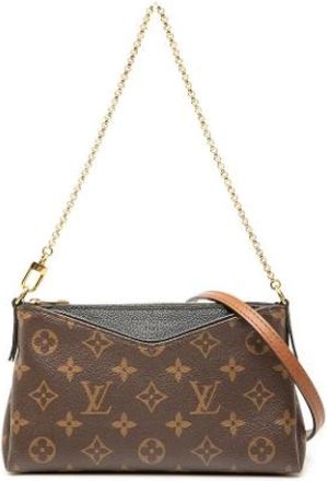 Louis Vuitton Pre-owned Pallas - Dames - Vintage Schoudertas - Bruin - ONE Size - Leer - Vintage