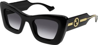 Gucci Gg 1552S Zonnebril - Dames - Zonnebrillen - Zwart - 49 MM - Nylon - Accessoires