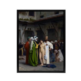 Artery8 Jean Leon Gerome Slave Market Framed Canvas Wall Art Print | Size: W24 x H32
