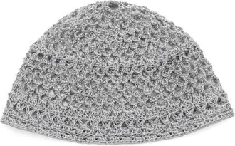 Mango Openwork Knit Beanie in Grey at Nordstrom
