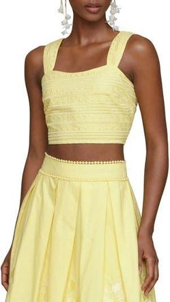 Avec Les Filles Embroidered Cotton Crop Tank in Citron at Nordstrom Rack, Size 14