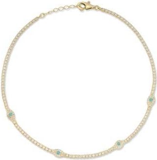 Sphera Milano Sterling Silver & CZ Evil Eye Anklet in Gold at Nordstrom Rack
