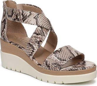 Naturalizer Goodtimes Platform Wedge Sandal - Wide Width Available in Beige Snake Print Faux Leather at Nordstrom Rack, Size 7.5