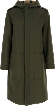 Valentino Garavani Hooded Cotton Trench Coat - Heren - Parka Jassen - Groen - L - Katoen - Jassen
