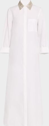 TWP Jennys Gown Maxi Shirtdress with Crystal Collar
