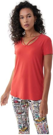 Joseph Ribkoff Tops, Dames, Rood, L, Stijlvolle Top met Uniek Design