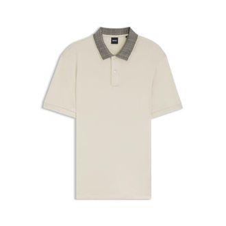 BOSS Pima-cotton polo shirt with patterned collar