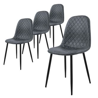 ML Design Ml-design - Set 4x Sillas De Comedor Antracita Con Respaldo, Asiento Ergon&oacute;mico Acolchado Tapizado De Piel Sint&eacute;tica Con Patas De Metal Sill&oacute;n De Dise