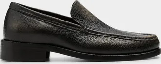 Acne Studios Mens Metallized letter distressed leather loafers Men